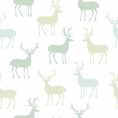 Obraz premium Deer. Vector color green image seamless pattern.