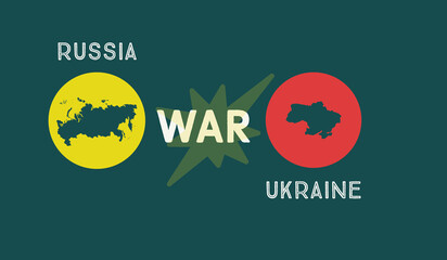 An illustration of Ukraine and Russia military conflict. Geopolitical concept