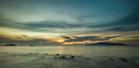 Fototapeta na wymiar sunrise sky nha trang central vietnam