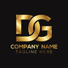 Golden metallic DG letter logo design