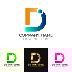 Abstract gradient DI letter logo design