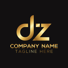 Golden metallic DZ letter logo design