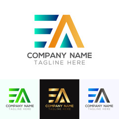 Abstract gradient EA letter logo design