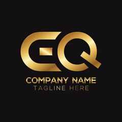 Golden metallic EQ letter logo design