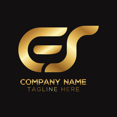 Fototapeta premium Golden metallic ES letter logo design