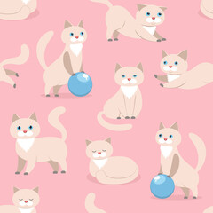 seamless pattern with cats on a pink.