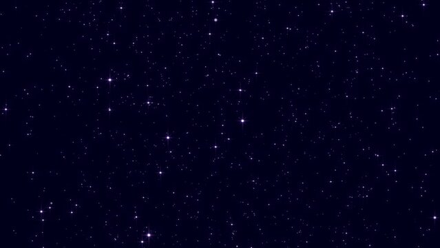 Starry Night Sky, Glowing and Shiny Stars on Dark Blue Background Video, Space and Universe, Twinkle Stars 