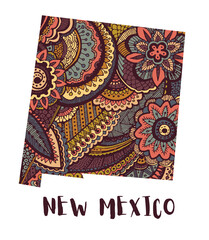 Stylized map of the state of New Mexico