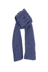 knitted blue knitted wool scarf isolated on white background