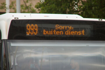 Message sorry buiten dienst on bus which means out of duty
