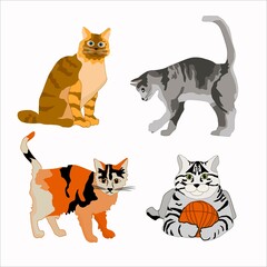seamless pattern of cats of different colors for the decoration of fabrics and paper decor