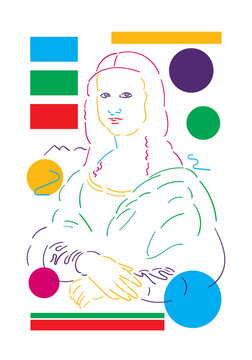vector illustration of mona lisa, line art