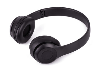 black audio headphones isolated on white background