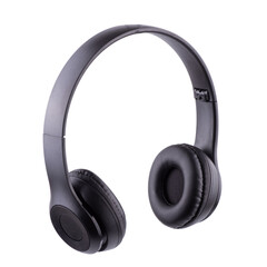 Fototapeta na wymiar black audio headphones isolated on white background