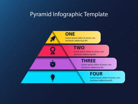 4-layer pyramid chart for business presentation or website.. Dark design infographic.