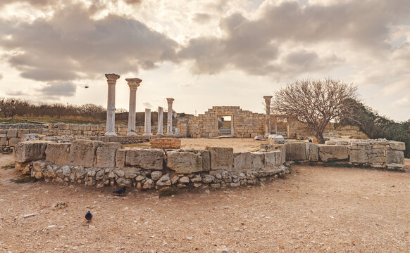 Ruins of basilica in an ancient city of Tauric Chersonese