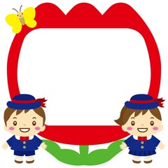 園児とチューリップフレーム