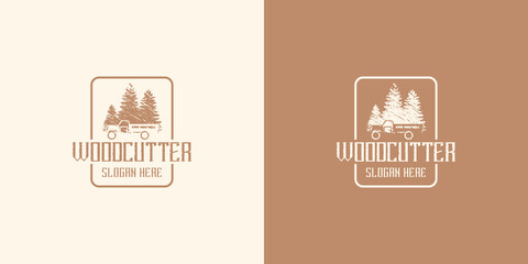 Wood Cutter logo design template