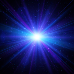 Obraz premium Blue star burst with sparkles. Glitter light effect. Vector illustration