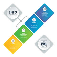 Infographics of technology or industrial process with four steps. Business presentation concept. Summary report  with 4 options. Template of mind map or diagram.
