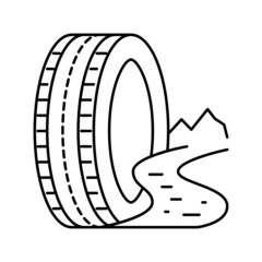 Fototapeta na wymiar mud terrain tires line icon vector illustration