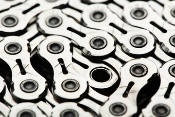 Bicycle chain as a close-up texture of torque transmission links