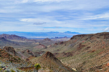 View from the Sitgreaves Pass in the  Black Mountains, on the Oatman Highway (the old Route 66) between Kingman and Oatman, Arizona, USA
