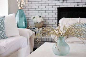 An American home living room ready for Springtime