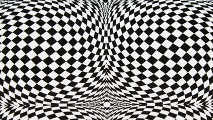 Checkered curved black and white background. Minimal square geometric concept