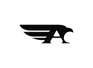 letter A falcon with wing logo. letter a initials logo with falcon silhouette