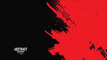 Black and red abstract grunge background with halftone style.