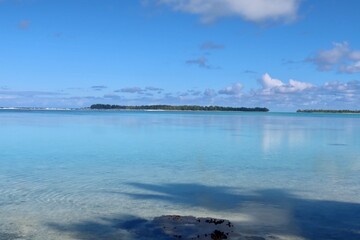 Blue lagoon in the morning from Tetiaroa French Polynesia 