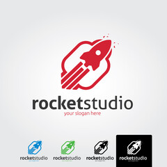 Rocket logo template - vector