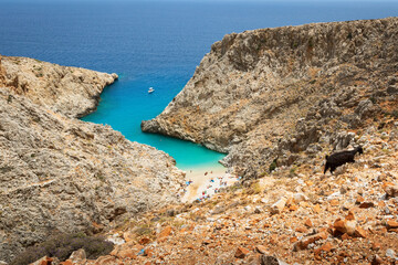 Beatufil view above Seitan Limania beach, Crete, Greece