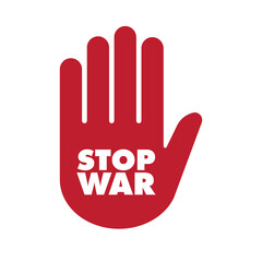 Stop war sign on hand icon.