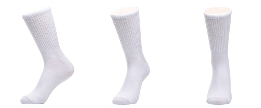 Set of blank white socks mockup isolated on white background