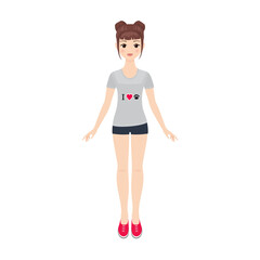 Cute cartoon teen girl in love-pet t-shirt