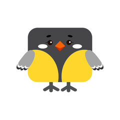 Square tit forest bird animal face icon isolated on white background. Cute titmouse cartoon square shape kawaii kids avatar character. Vector flat clip art illustration mobile ui game application.