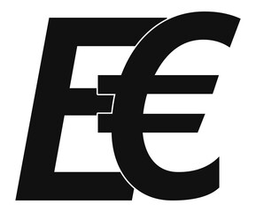 symbolic E-Euro digital currency of Europe 3d-illustration