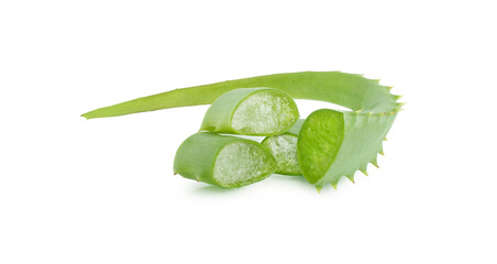 Aloe is cut, isolated on a white background.