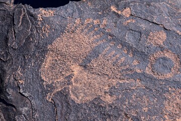 Petroglyphs Rock Paintings St George Utah on Land Hill from Ancestral Puebloan and Southern Paiute...
