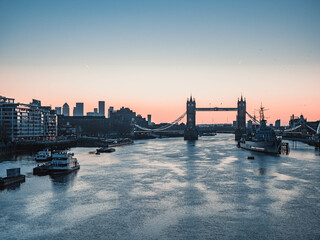 sunset over the river thames