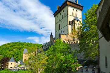 Medieval Karlstein castle near Praha, Czechia 