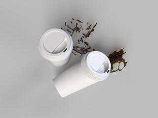 Isolated coffee cup on gray background 3d Rendering
