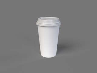 Isolated coffee cup on gray background 3d Rendering