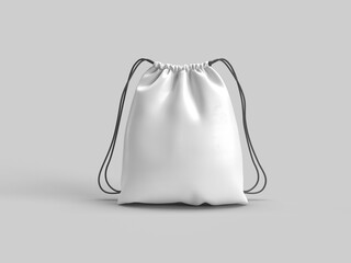 drawstring bag isolate without text with gray background 3d rendering - obrazy, fototapety, plakaty