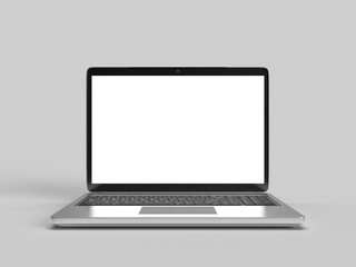 Isolated laptop without text on gray background 3d rendering
