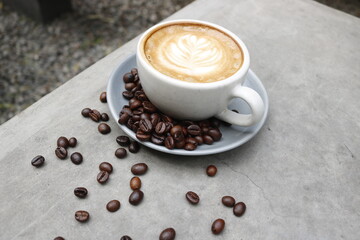 cup of coffee and beans