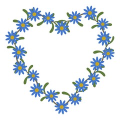 Fototapeta na wymiar Blue daisy love heart symbol