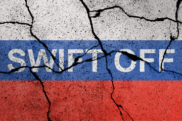 Flag of Russia painted on a concrete wall 